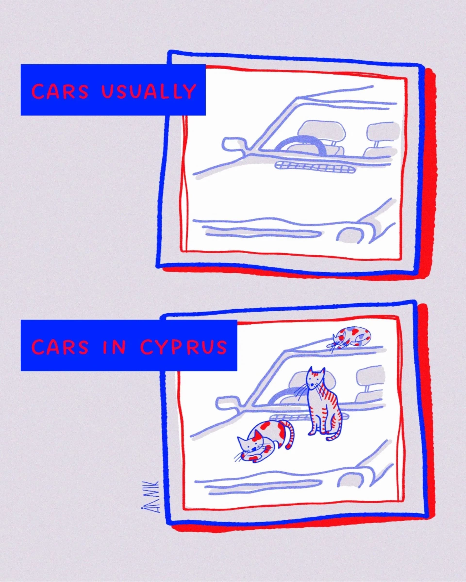 « Cars in Cyprus », 2026 — illustration d'Alexandra Nikolova