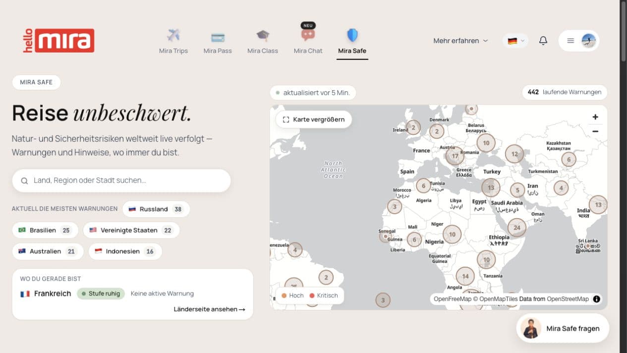 Mira Safe — Sicherheitskontext für deine Reise