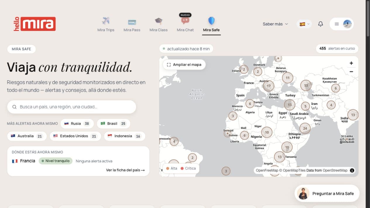 Mira Safe — Contexto de seguridad para viajar