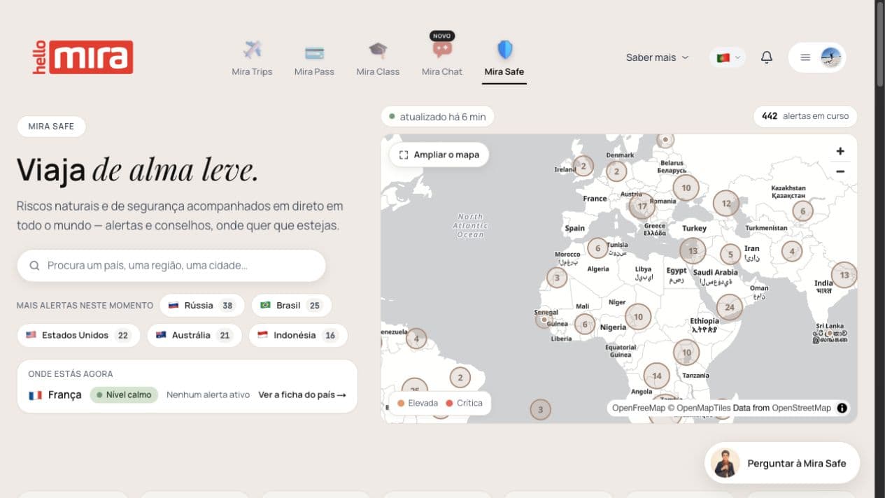 Mira Safe — Contexto de segurança para viajar