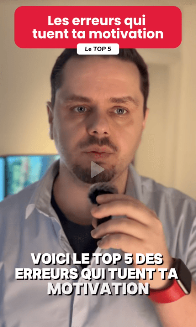 Cédric Tumminello dans une vidéo TikTok de Philantropreneur sur les erreurs qui tuent la motivation.