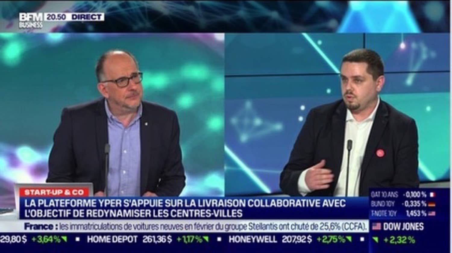 Cédric Tumminello présente Yper sur le plateau de BFM Business, dans l’émission Start-up & Co.