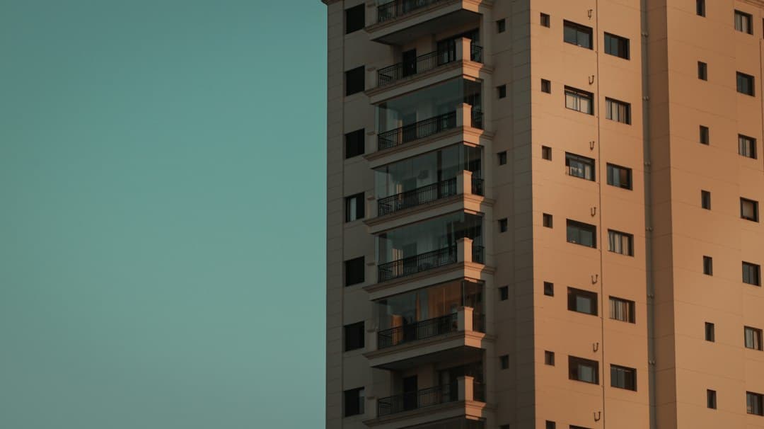 Modern apartment building with balconies in Brazil, typical urban residential housing.